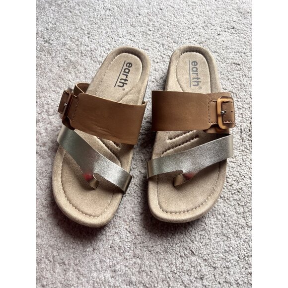 Earth Womens Leather Slip On‎ Buckle Emilia Sandals Size 6 bohemian - Picture 1 of 6